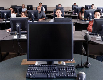 eager student in a computer lab
